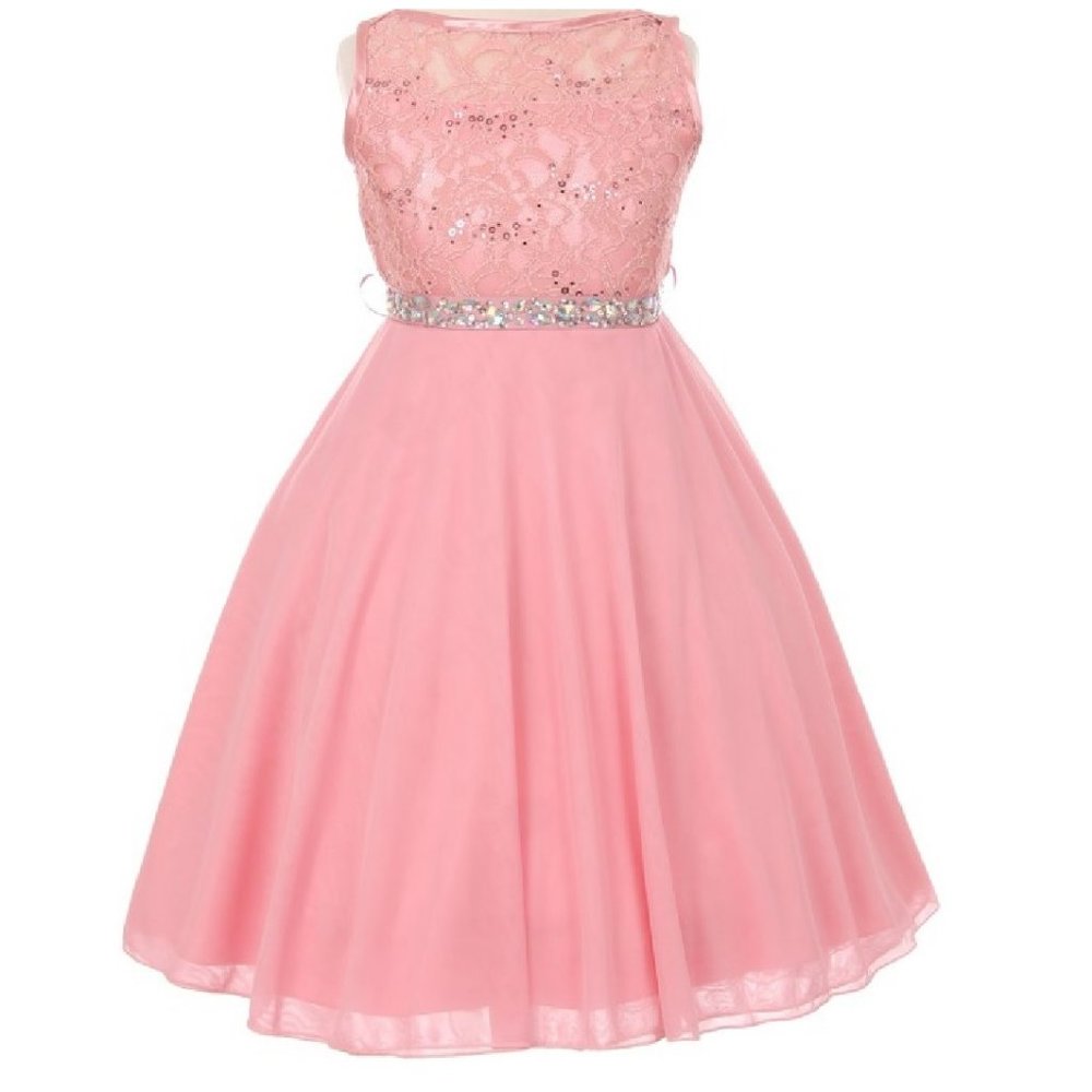 Little Girls Infant Toddler Sequin rhinestones Chiffon Wedding Flower Girl Dress
